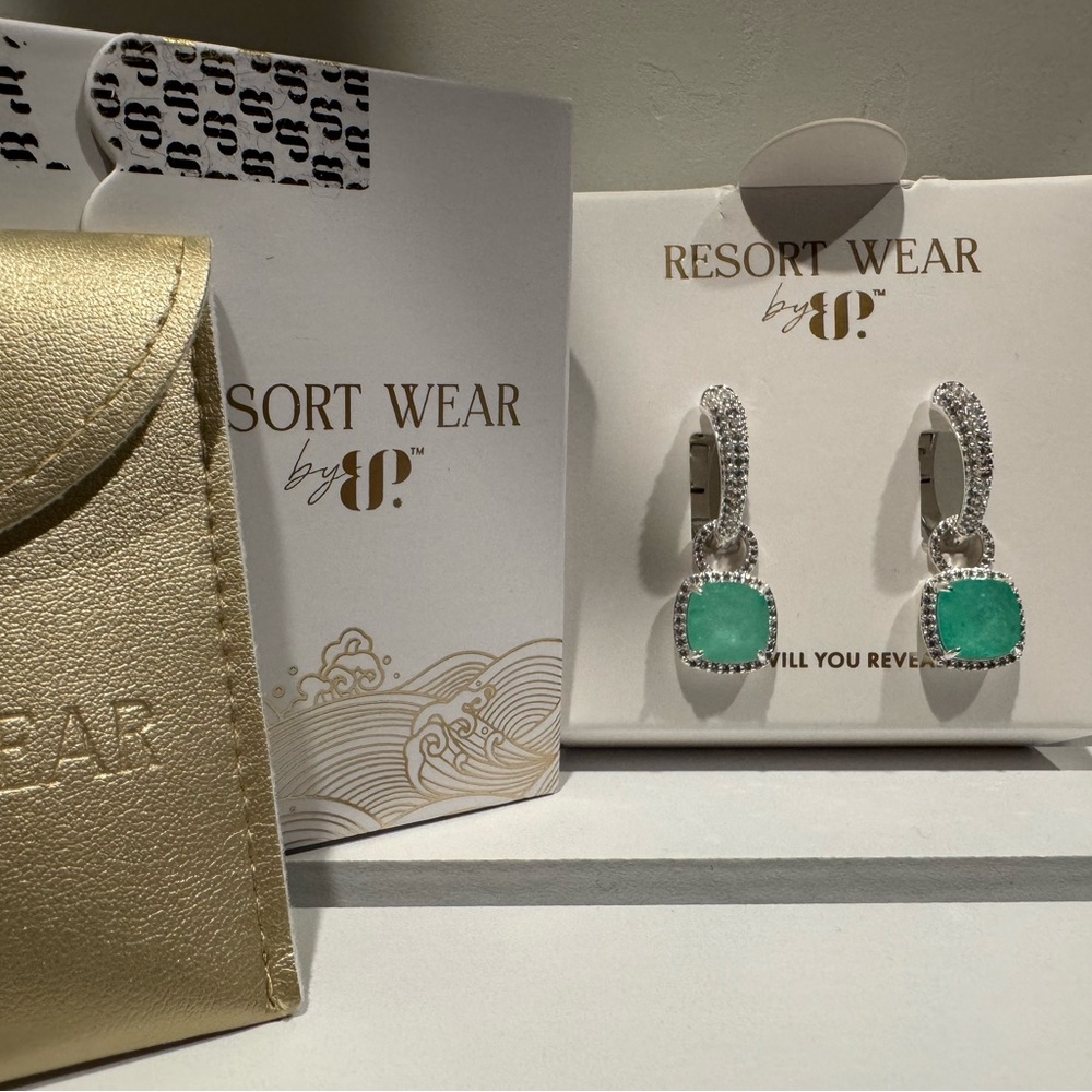 Bomb Party The Rosemary Drop Resort Wear Mint Tourmaline on Silver Earrings